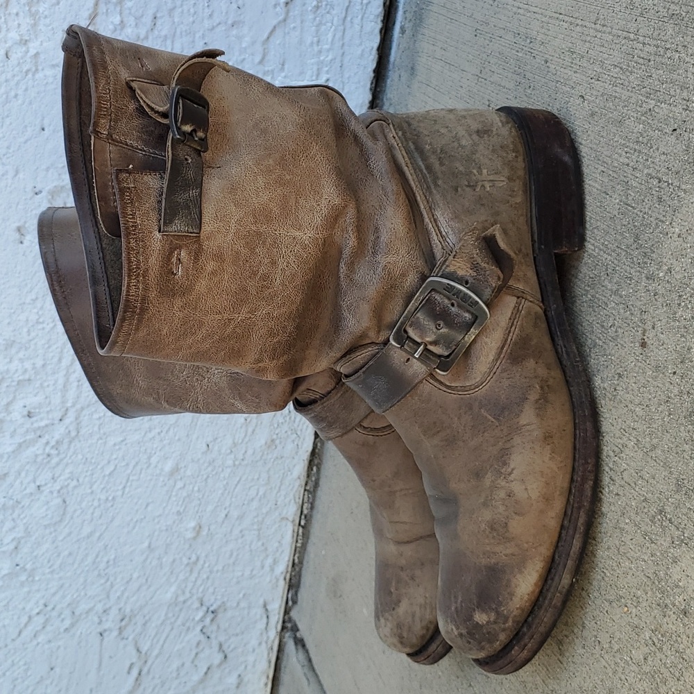 Frye Engineer slouch short boot 🤎 Brown Grey casual moto riding boots
